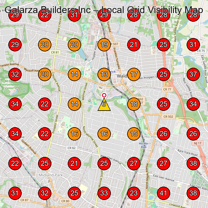 Galarza Builders Inc GeoGrid visibility map for General Contractor in None